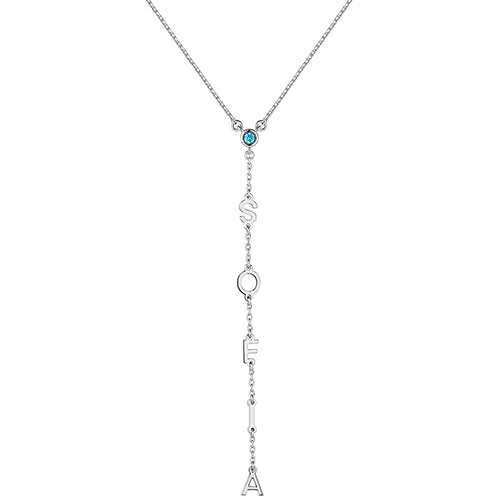 Vertical Name with Birthstone Y-Necklace - Image 3