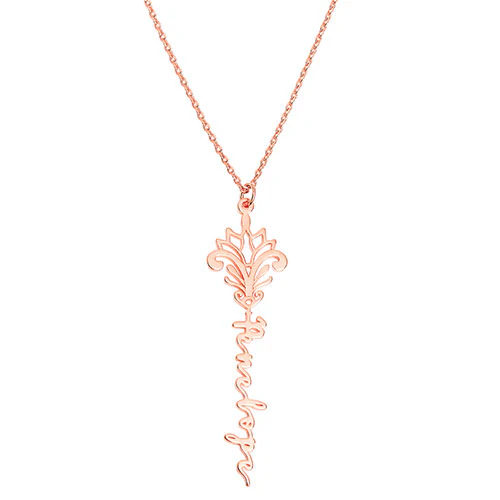 Vertical Name with Filigree Zodiac Sign Necklace - Image 6