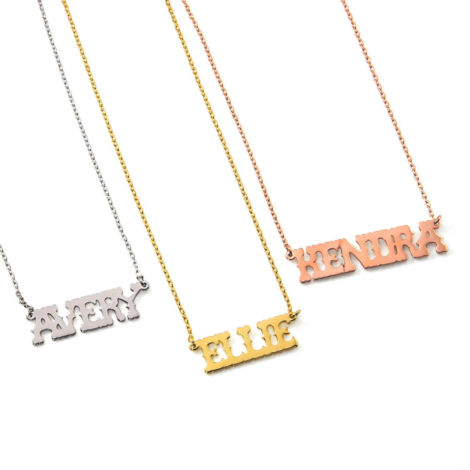 Western Font Uppercase Name Plaque Necklace - Personalized