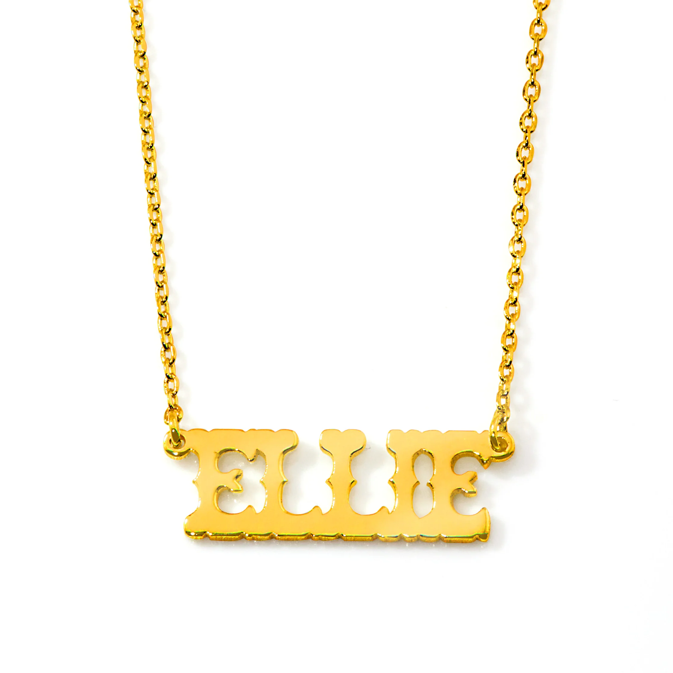 Western Font Uppercase Name Plaque Necklace - Personalized - Image 4