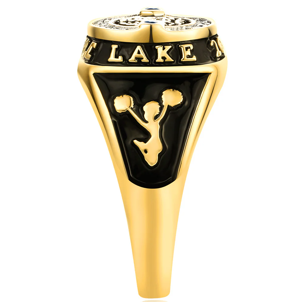 Women's 14K Gold Plated CZ Multiple Graphics Traditional Birthstone Class Ring - Image 3
