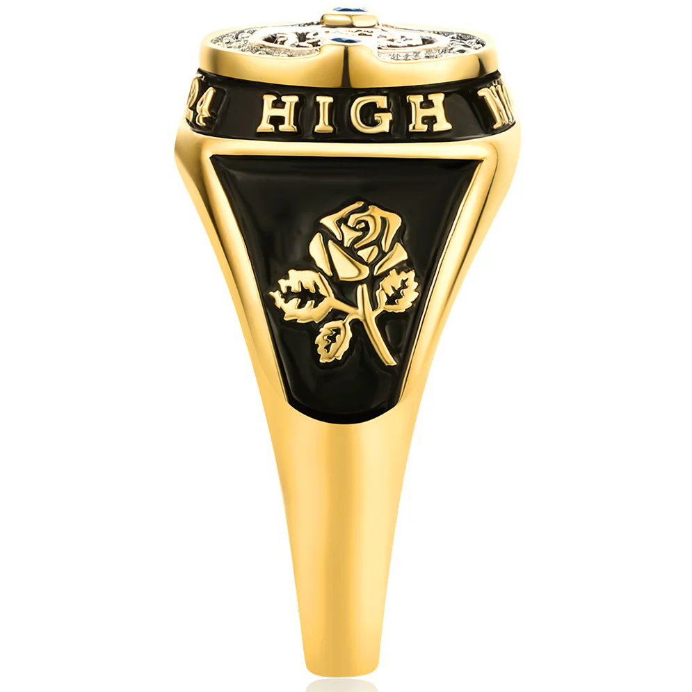 Women's 14K Gold Plated CZ Multiple Graphics Traditional Birthstone Class Ring - Image 4