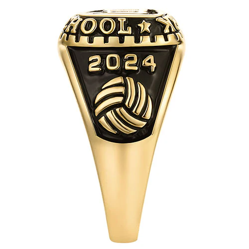 Women's 14K Gold Plated Old English Initial Traditional Class Ring - Image 3