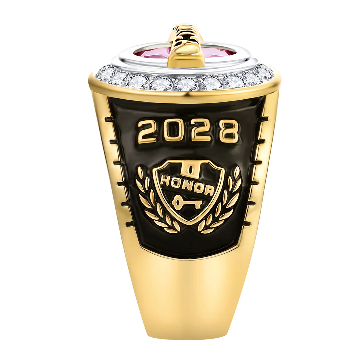Women's 14K Gold Plated Traditional CZ Oval Stone Personalized Top Class Ring - Image 3