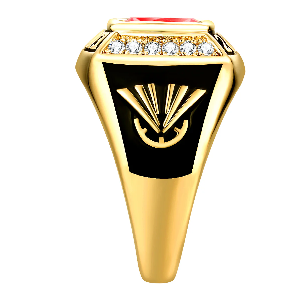 Women's 14K Gold Plated Traditional CZ Square Birthstone Class Ring - Image 3