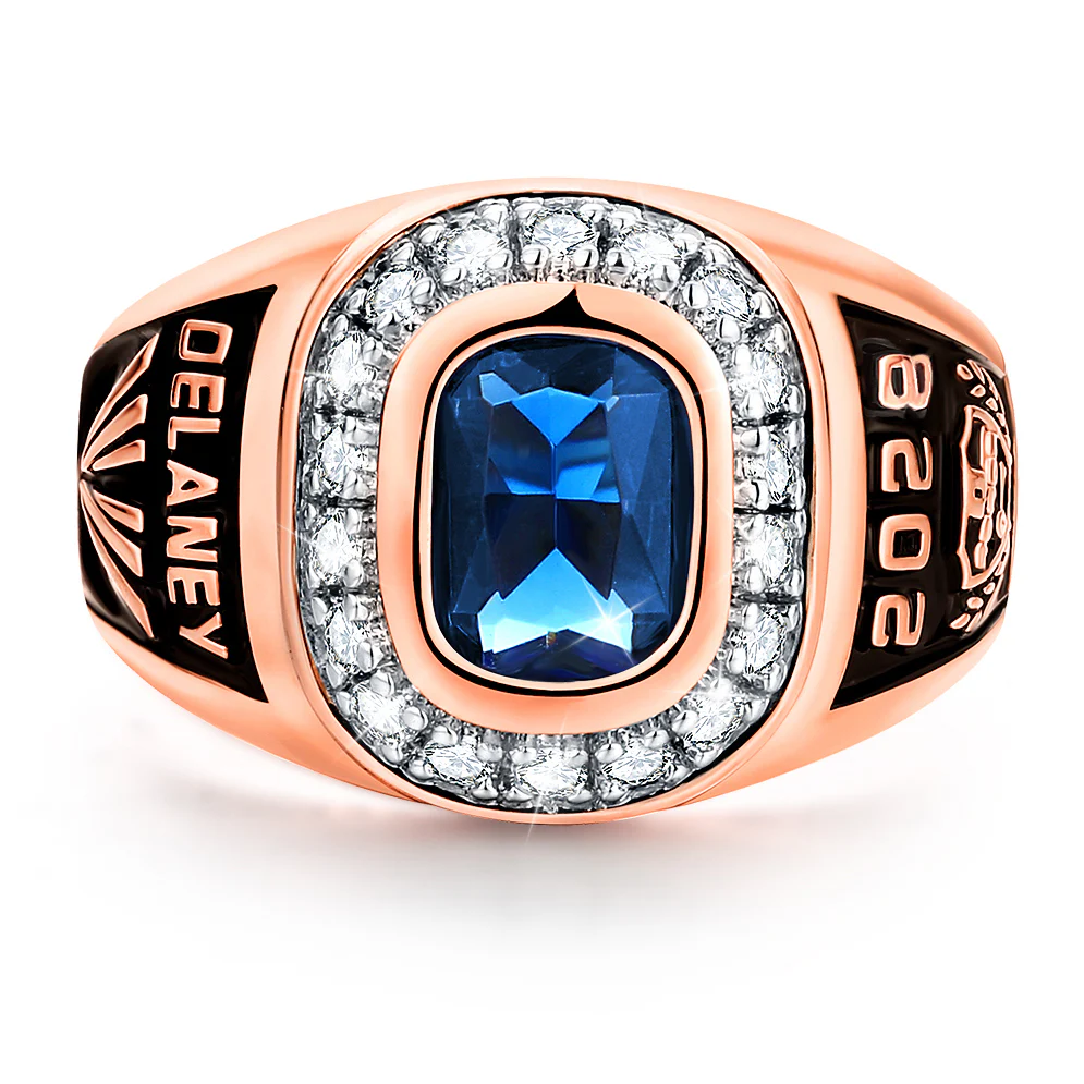 Women's 14K Rose Gold Plated CZ Encrusted Personalized Top Class Ring - Image 2