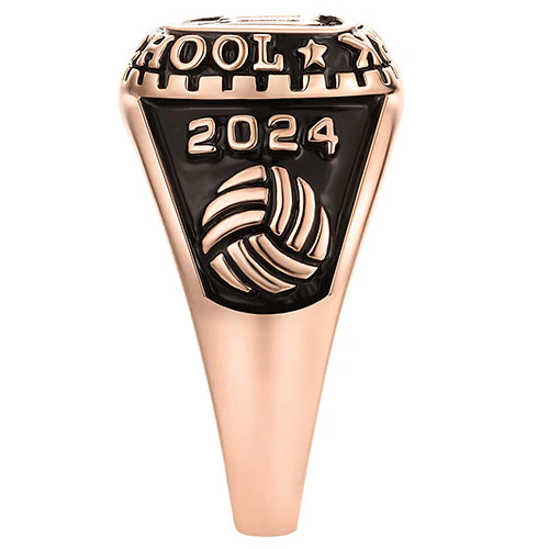 Women's 14K Rose Gold Plated Old English Initial Traditional Class Ring - Image 4