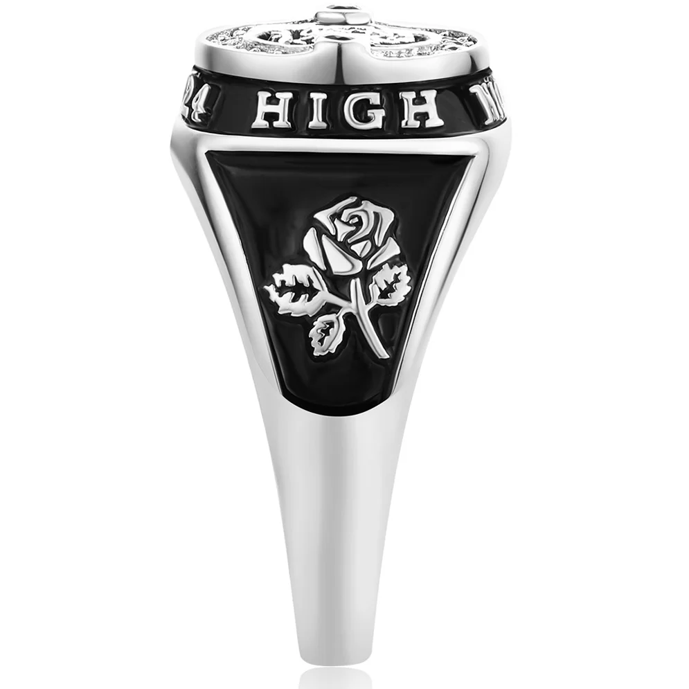 Women's CZ Multiple Graphics Traditional Birthstone Class Ring - Image 4