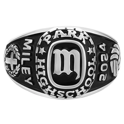Women's Old English Initial Traditional Class Ring - Image 2