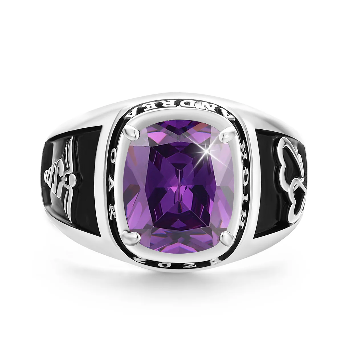 Women's Traditional Prong station Birthstone Class Ring - Image 2