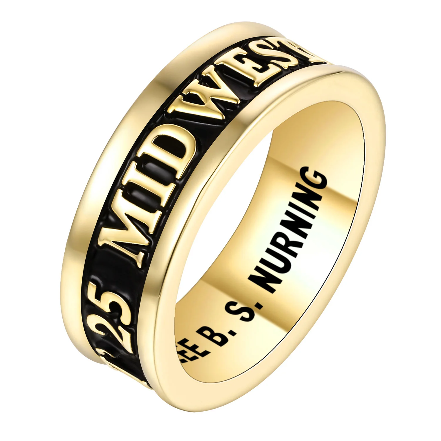 Women's 14K Gold Plated Personalized Class-Graduation Band Ring - Image 2