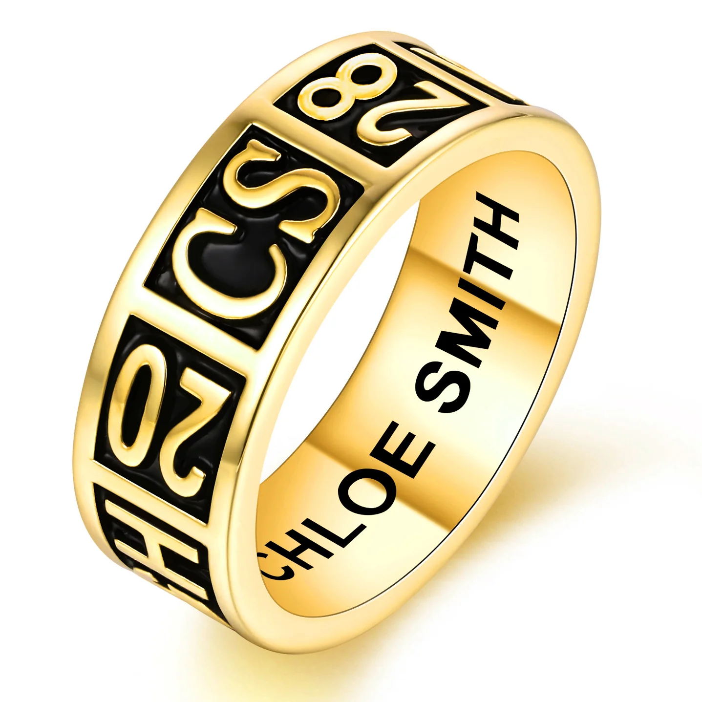 Women's 14K Gold Plated Personalized Class-Graduation Band Ring