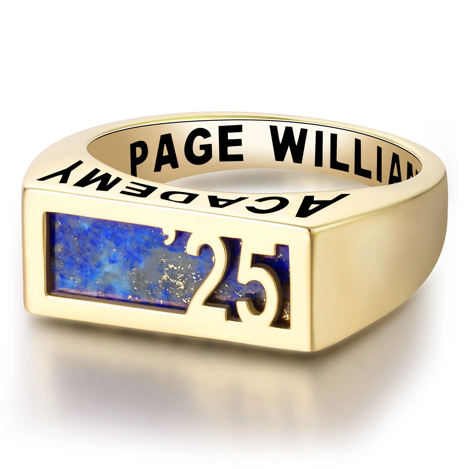 Women's Gold over Sterling Contemporary Graduation Year Signet Class Ring - Image 4