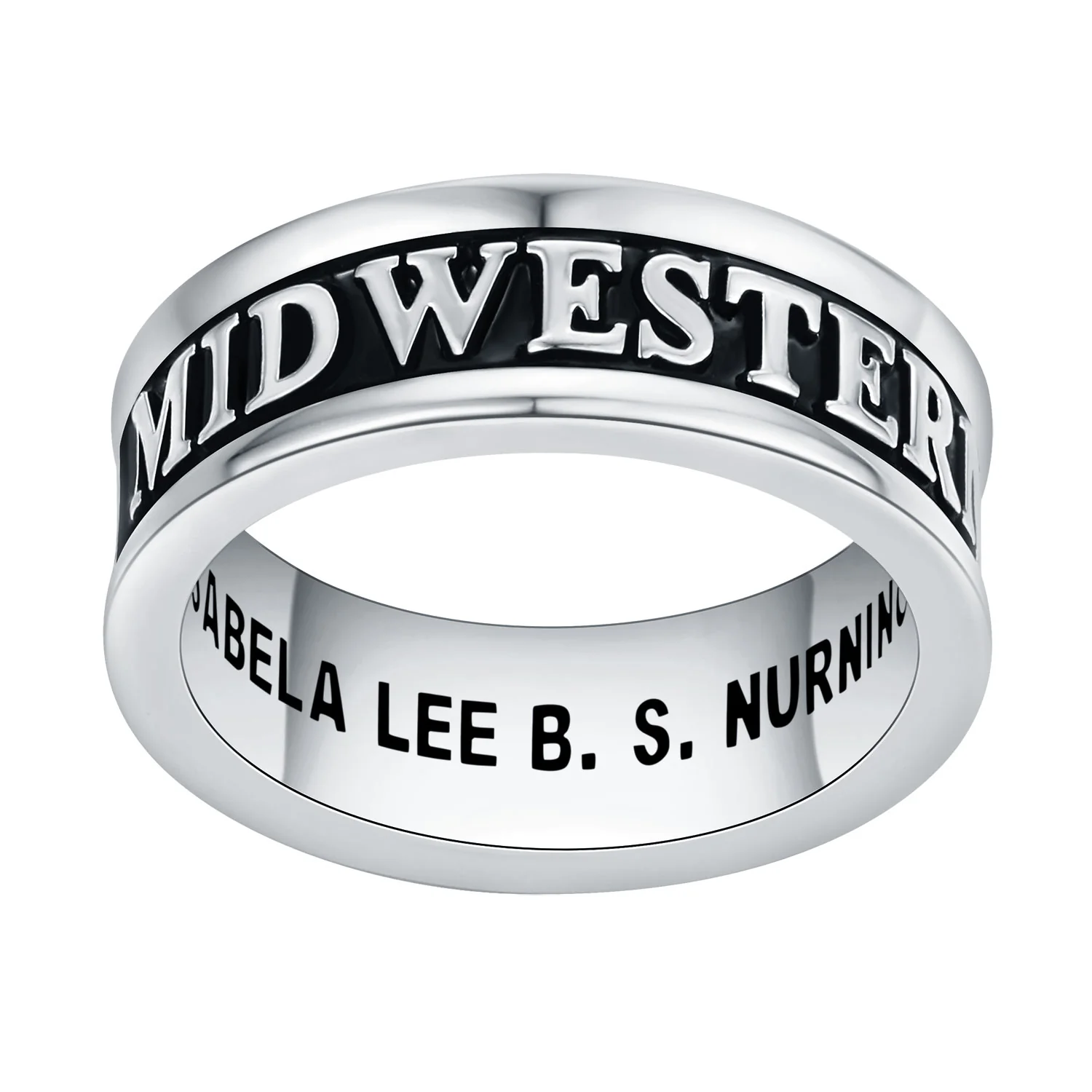 Women's Platinum Plated Personalized Class-Graduation Band Ring