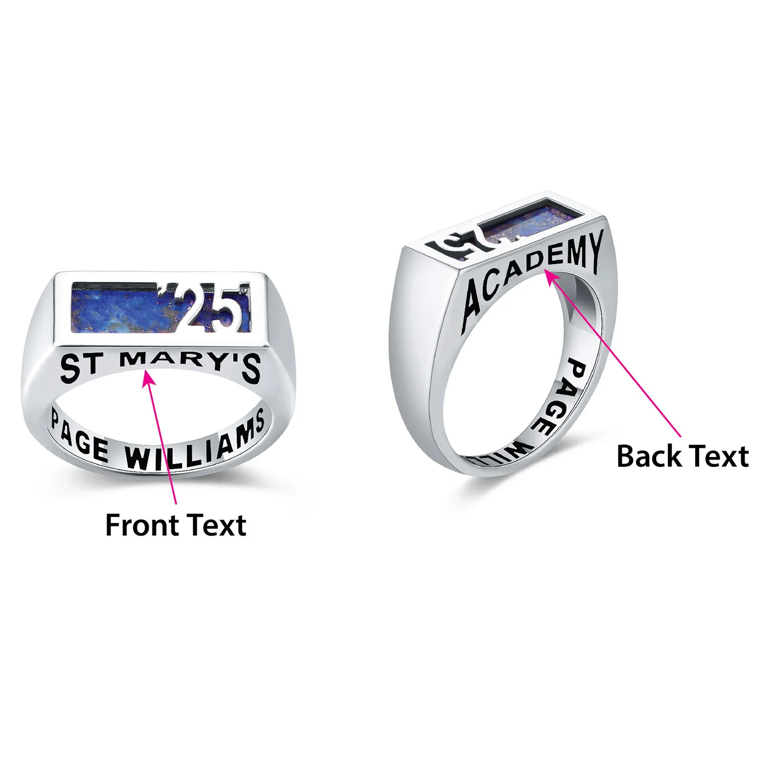 Women's Rose Gold Celebrium Contemporary Graduation Year Signet Class Ring - Image 6