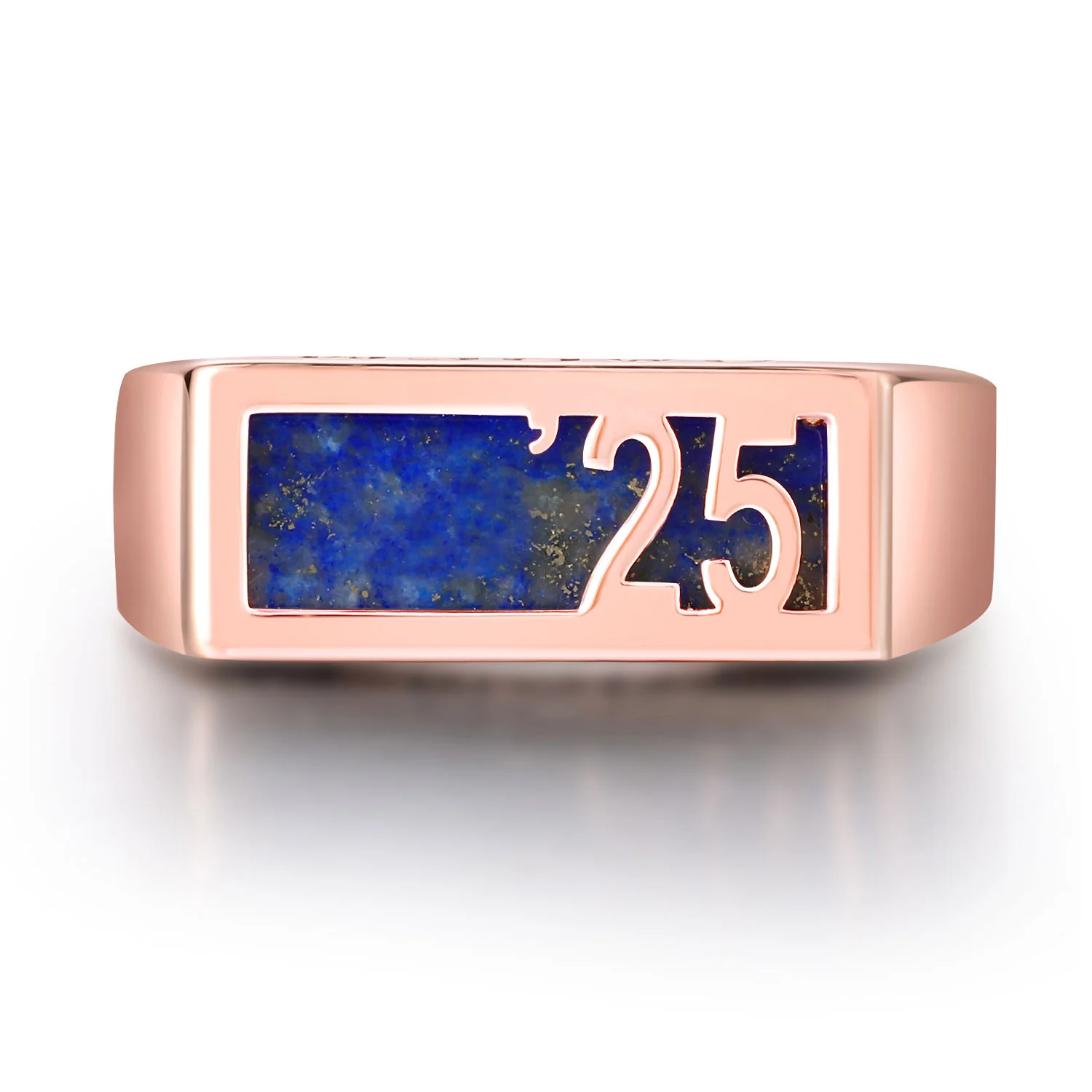 Women's Rose Gold over Sterling Contemporary Graduation Year Signet Class Ring - Image 3