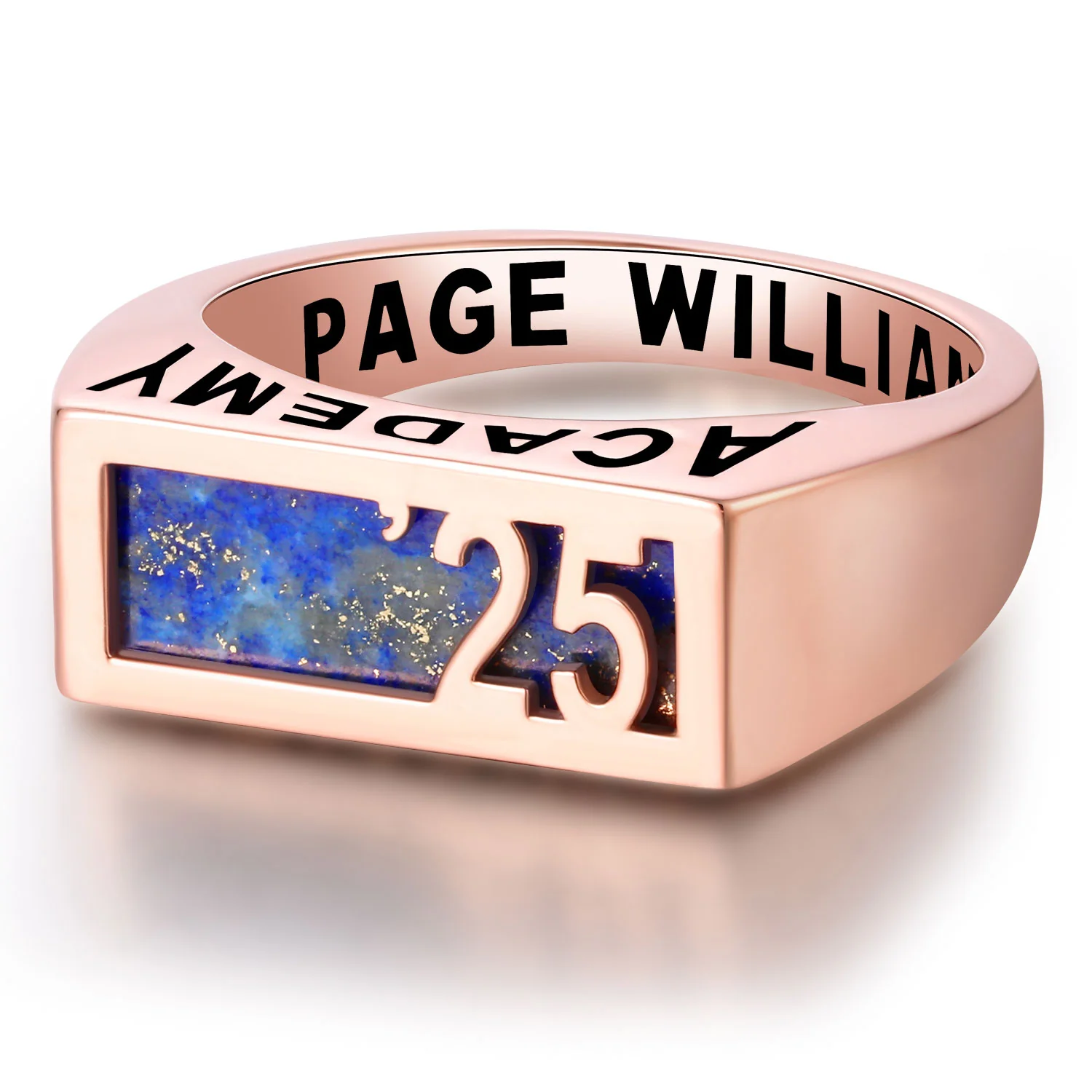 Women's Rose Gold over Sterling Contemporary Graduation Year Signet Class Ring - Image 4