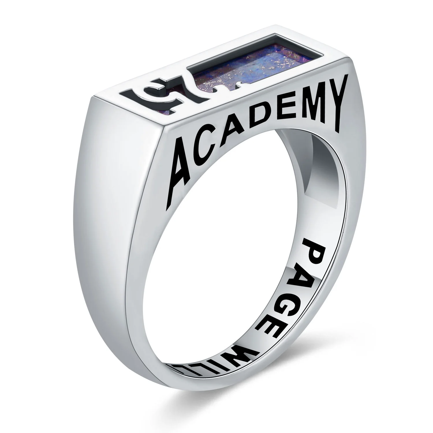 Women's Sterling Silver Contemporary Graduation Year Signet Class Ring - Image 2