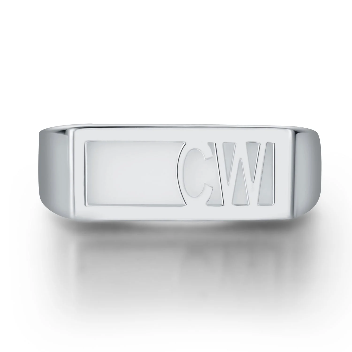 Women's Sterling Silver Modern Monogram Signet Opaque Stone Ring - Image 3