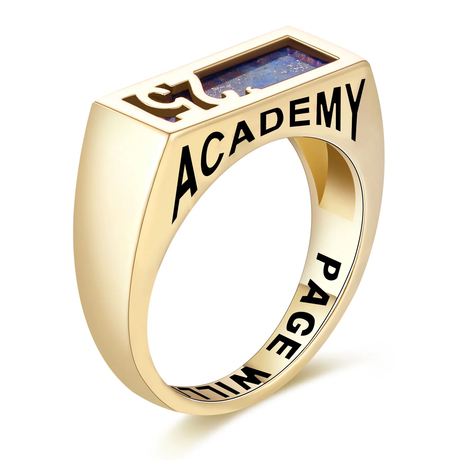Women's Yellow Celebrium Contemporary Graduation Year Signet Class Ring - Image 2